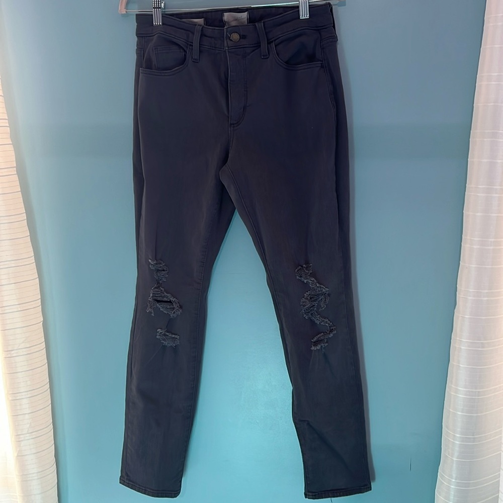 Grey shredded jeans